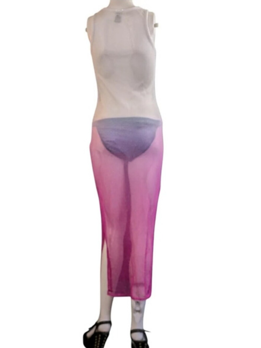 Ombre Pink Mesh Maxi Cover Up - Picture 6 of 12